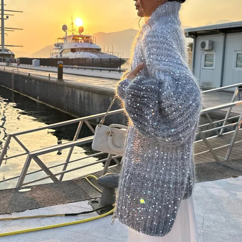 Trui met gebreide glitters