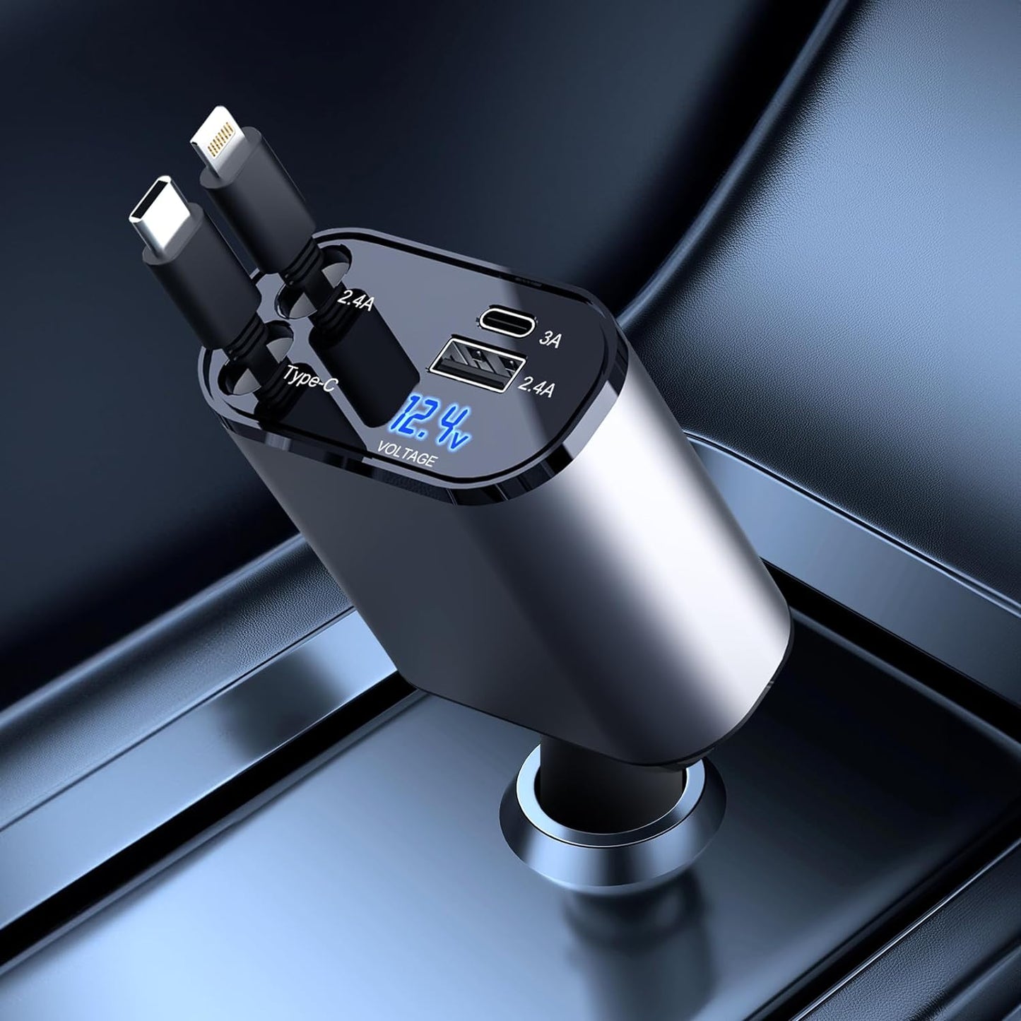 Caricatore per auto rapido con doppia porta USB intelligente 4-in-1 